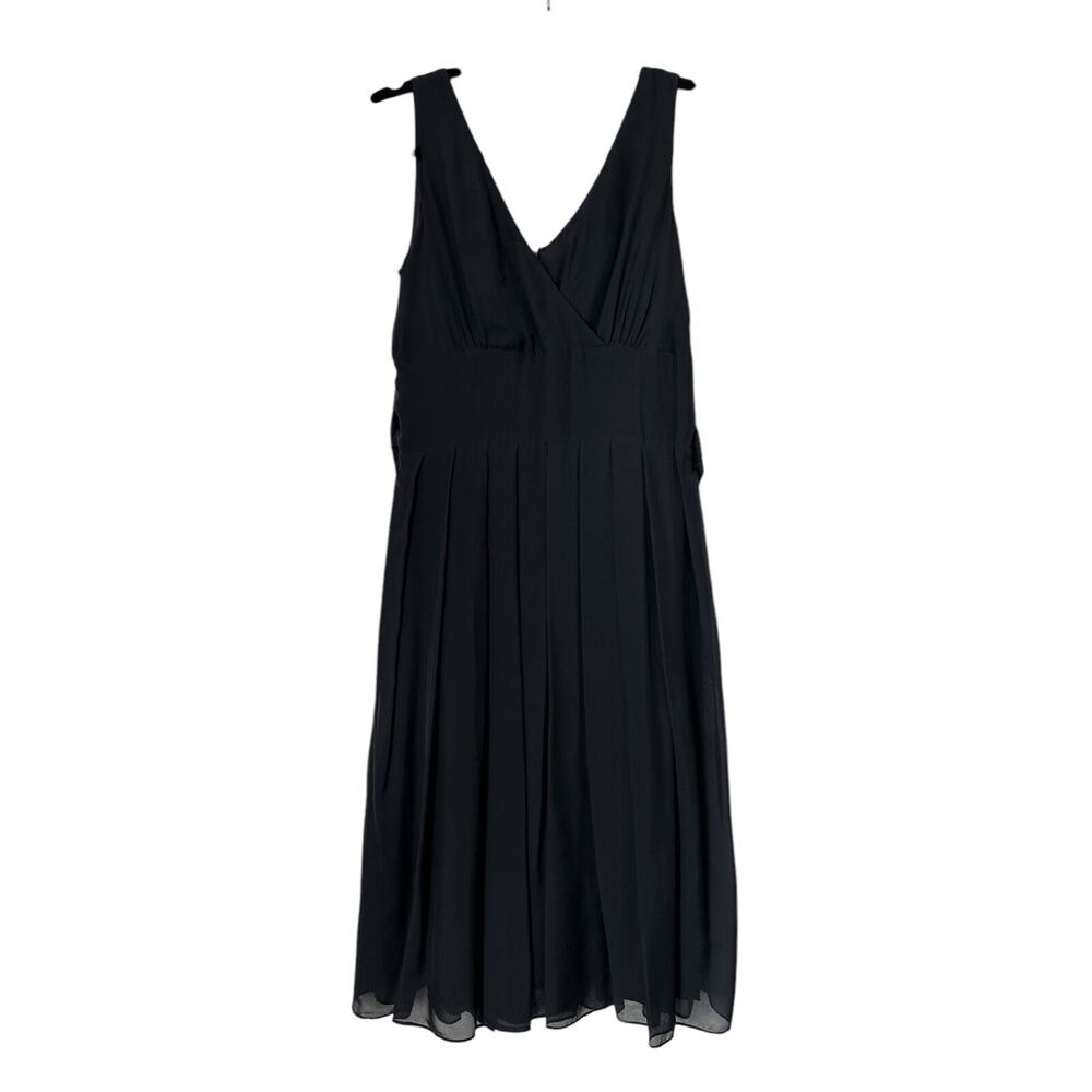 Brooks Brothers Dress Womens 2 Black Silk Sheer Pleated Dark Romantic Feminine